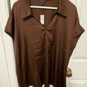 Talbots Rich Satin (Feel) Brown Blouse for Women